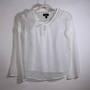 BCX Girl White Sheer Glitter Long Sleeve Top Size XL(16)